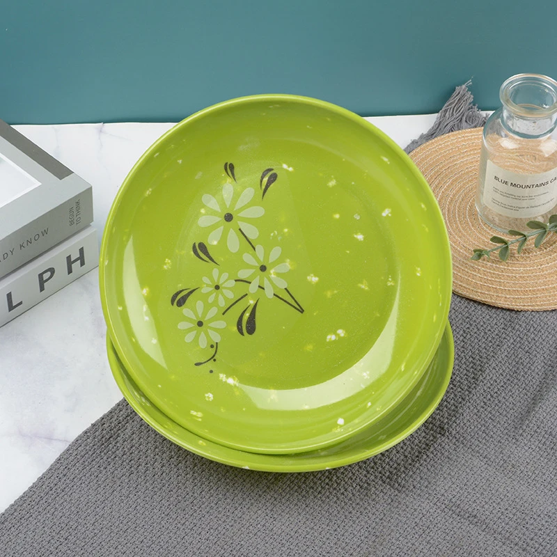 وعاء ميلامين مقاوم للكسر، أوعية سميكة لحساء الأرز على شكل زهرة، أوعية للوجبات الخفيفة، أدوات مائدة طعام بلاستيكية، أوعية صينية خضراء 4.5-8 بوصة