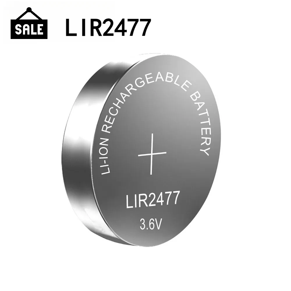 2-10 قطعة بطارية ليثيوم LIR2477 قابلة للشحن 200 مللي أمبير 3.6 فولت 2477 بطارية خلية عملة قابلة للشحن لأقراص آلة حاسبة الساعة
