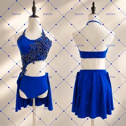 JoyCan Lyrical Dance Dress Blue  Jazz Dance Costume Pole Dancing Clothes Girl Performance Training JC684