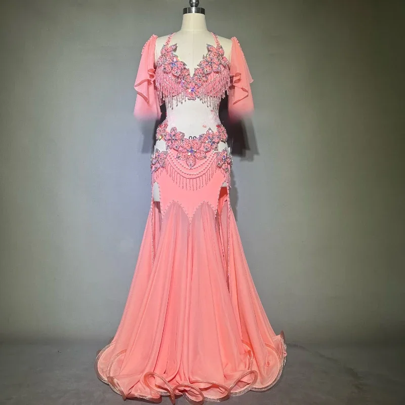 

Egyptian Belly Dancer Competiton Clothing Customsized Adult Children Stones Bra+sleeves+split Skirt Oriental Bellydance Outfit