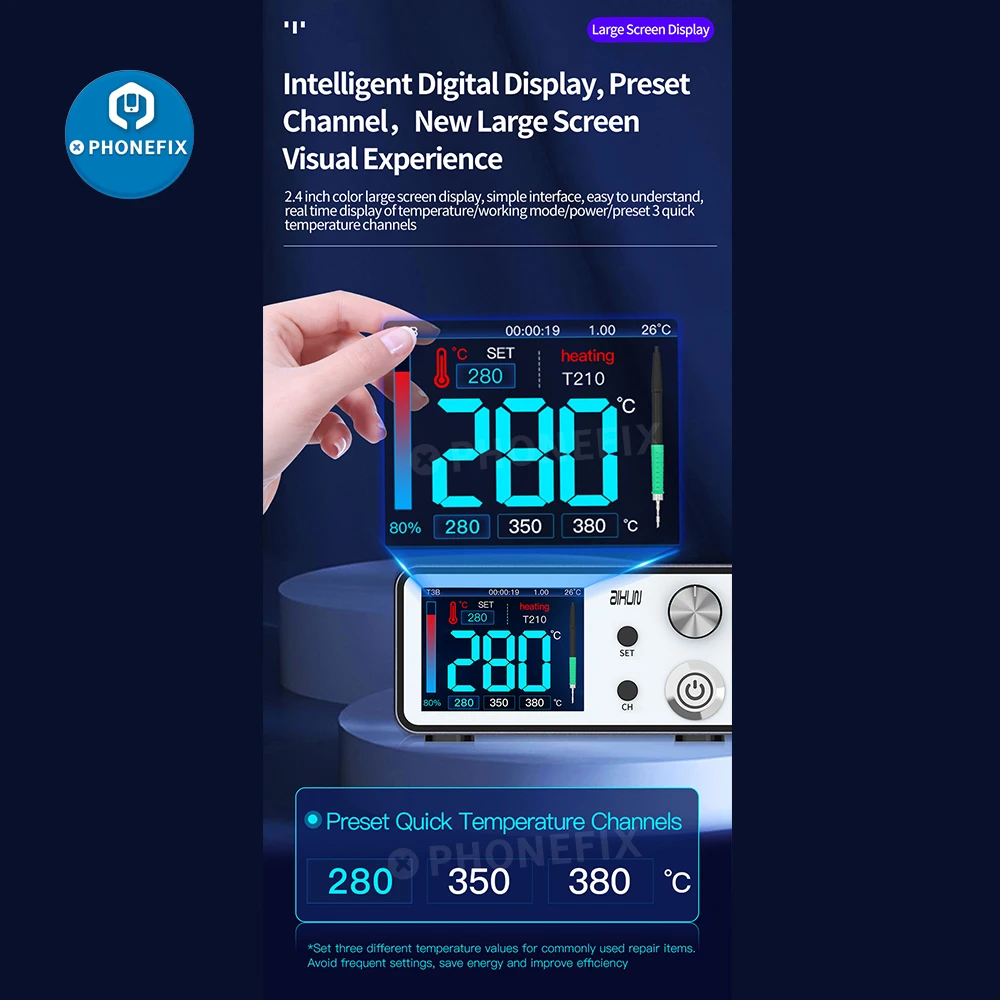 JCID AIXUN T3B Smart Soldering Station With T210  /T115 Series Handle Welding Iron Tips for PCB SMD Mobile Phone Welding Repair