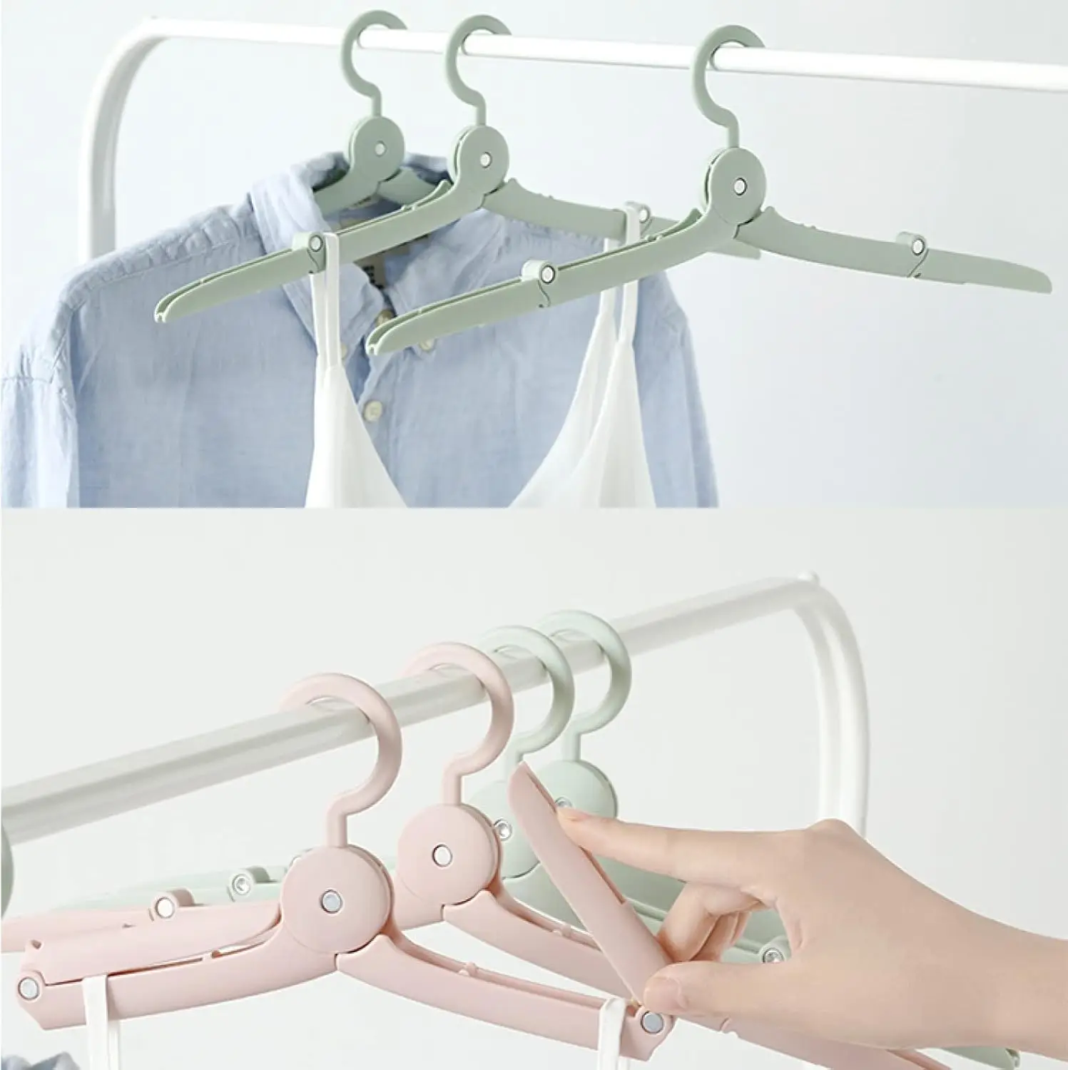 Travel Folding Clothes Hangers Mini Space Saving Clothes Drying Rack Foldable Anti-slip Drying Hangers Wardrobe Organizer