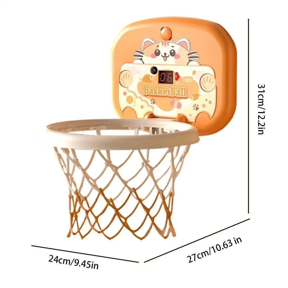 Faltbares Baby-Basketball-Spielzeug-Set, skortvolles Anzeigetafel, Cartoon-Tier, Kleinkind-Basketballkorb, aufblasbarer Ball