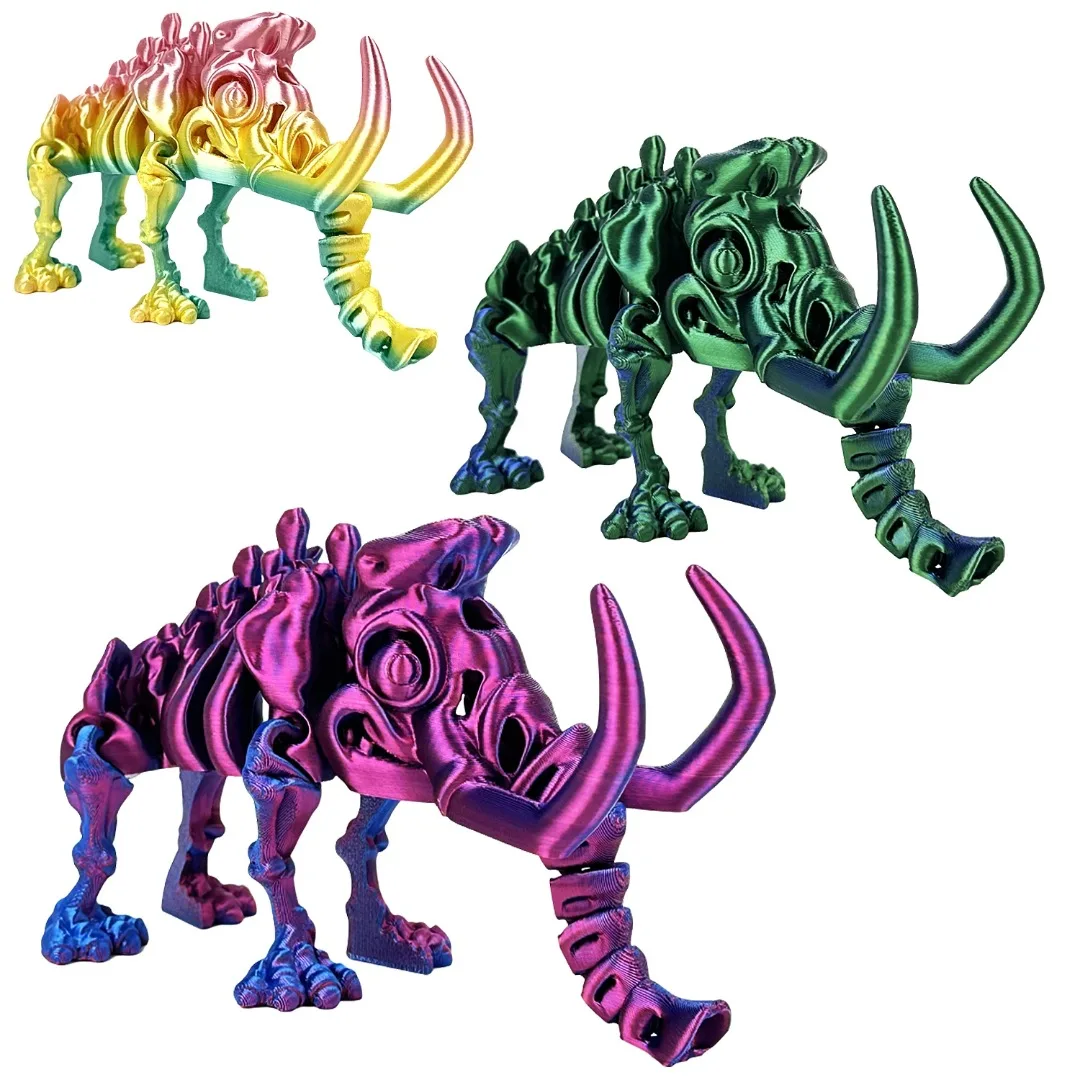 

3D Printed Mammoth Movable Joint Fidget Toy Creative Colorful Model Ornament Decoration Kids Toy for Children Birthday Gift