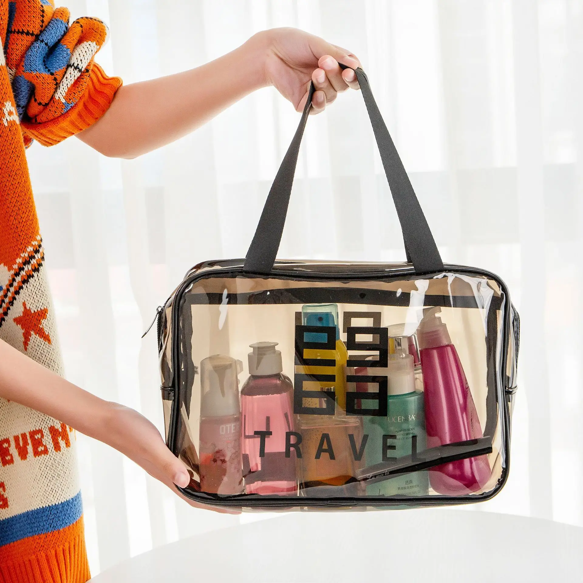 2024 INS Style Portable Cosmetic Bag Wash Bag Waterproof Portable Travel Cosmetics Large Capacity Storage Bag Box for Women Man