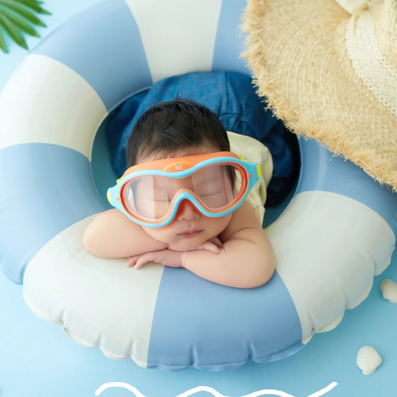 Summer Swimming Pool Style 0-1 Month Baby Photography Props Color Matching Swimming Ring Shell Decoration Infant Posing Props