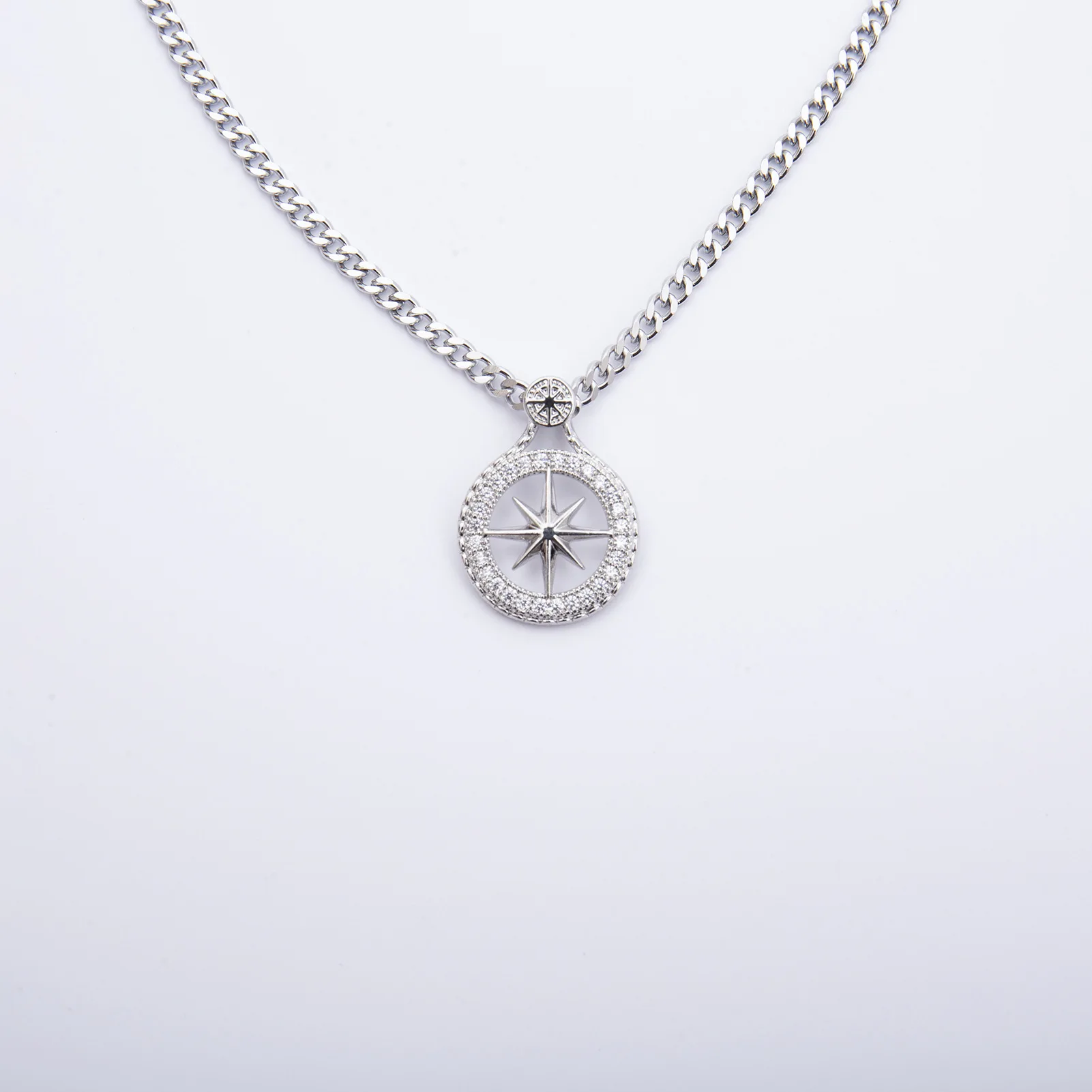 18K Gold Plated Titanium Steel Chain Compass CZ Necklaces Hiphop SKZ Jewelry STAY Pendant KPOP Merch Cubic Zirconia Necklace