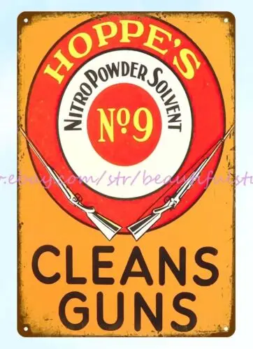 Hoppe's Nitro Powder Solvent CLEANS GUNS metal tin sign  inspirational plaques