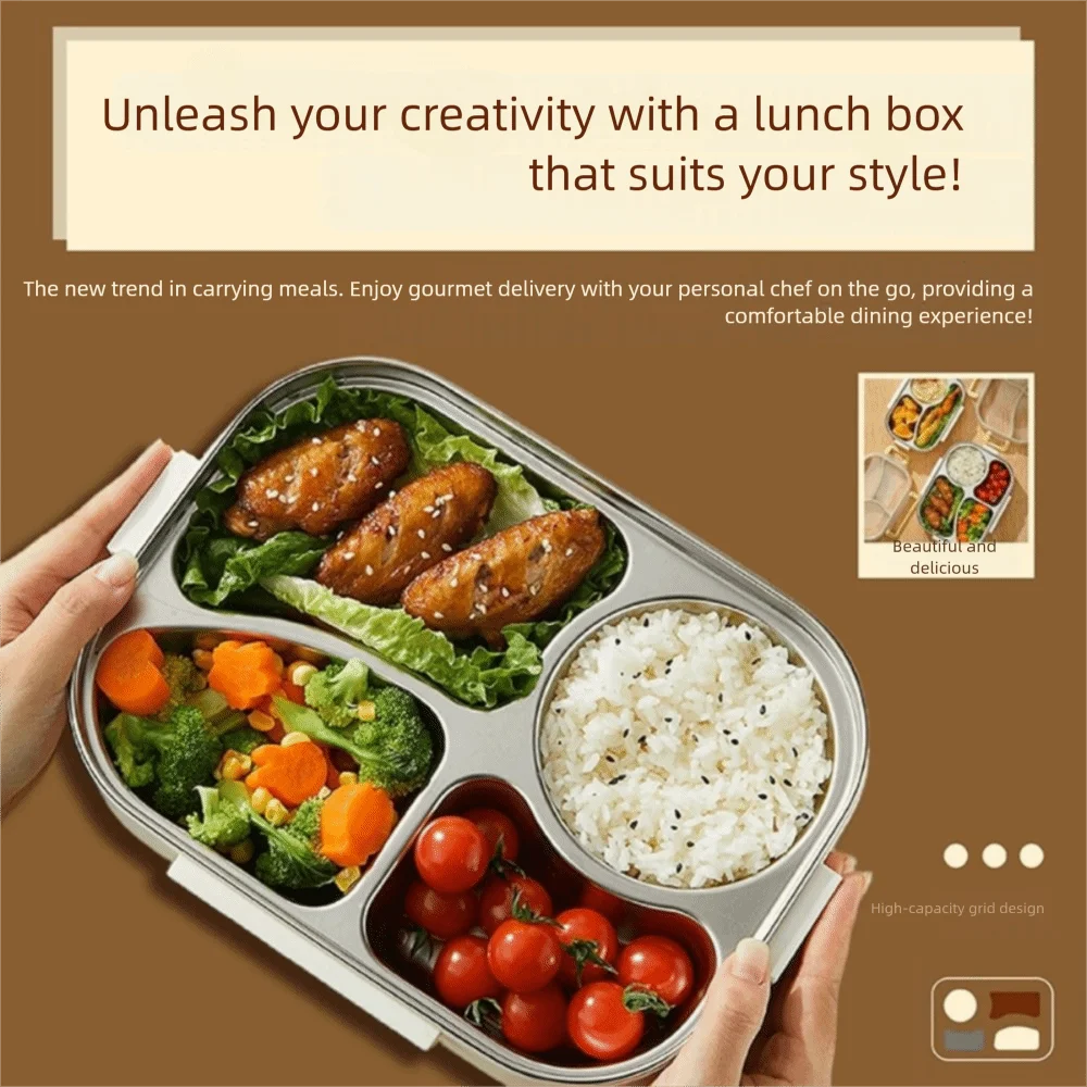 

Portable Sealed Lunch Box Stainless Steel Eco-Friendly Lunch Container Divided Large Capacity Lunch Box
