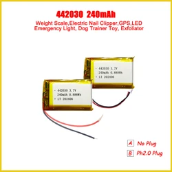 442030 Lipo Battery 240mAh 3.7V Rechargeable Lithium Batteries For Weight Scale LED Emergency Light Dog Trainer Toy Exfoliator