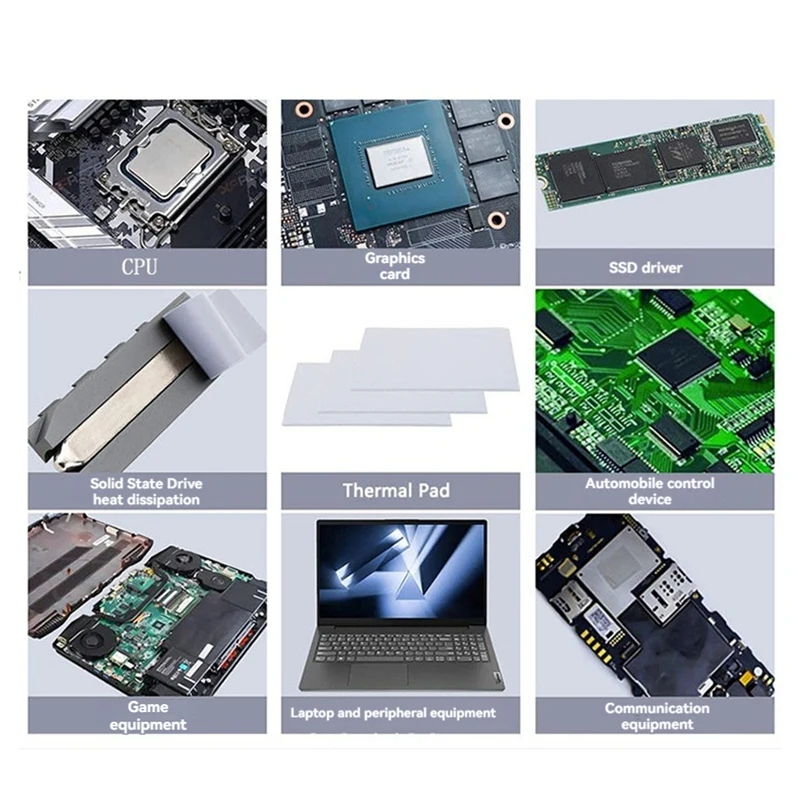 21W/MK Graphics Card Cooling Thermal Pad CPU GPU Motherboard Heat Dissipation Silicone Grease Sheet Multi-Size Cropped