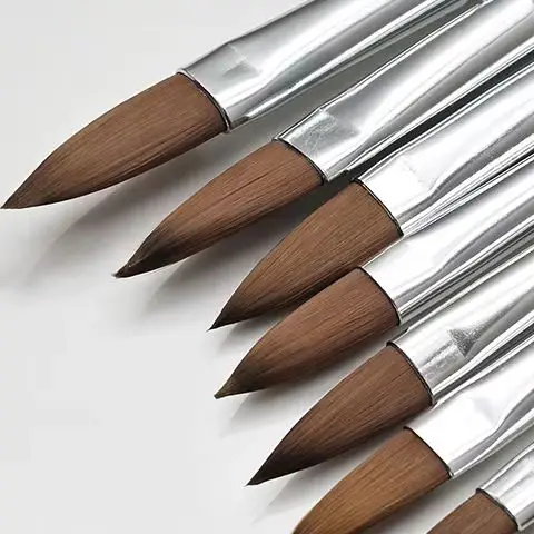 فرشاة فنية للأظافر بمقبض خشبي، فرشاة مينك، منشئ جل، أدوات رسم مانيكير، مقاس صالون الأظافر 4-22 #1