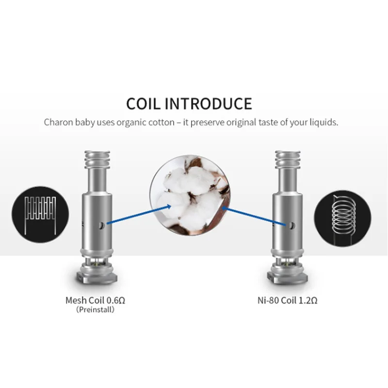 Оригинальная электронная сигарета Smoant Charon Baby Coil Vape 0.6ohm Mesh Coil 1.2ohm Ni80 Coil для Battlestar Baby AI Pod Kit электронная сигарета