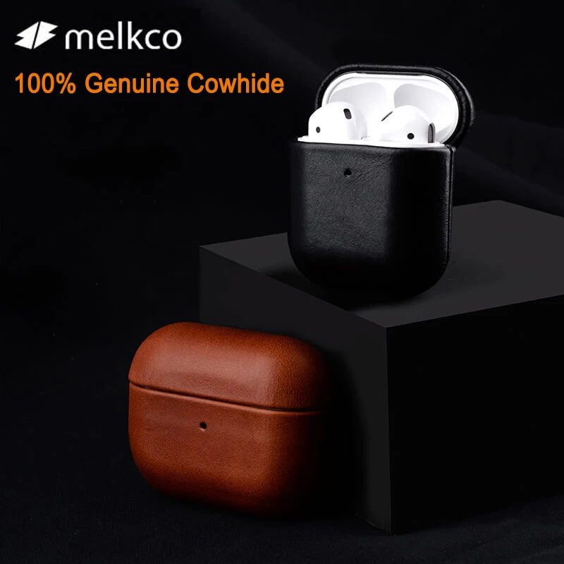 Melkco Premium Genuine Cowhide Leather Case for Airpods 4 3 2 Pro2 Protection Box Cases for AirPods Pro 2 Vintage Shell Cover