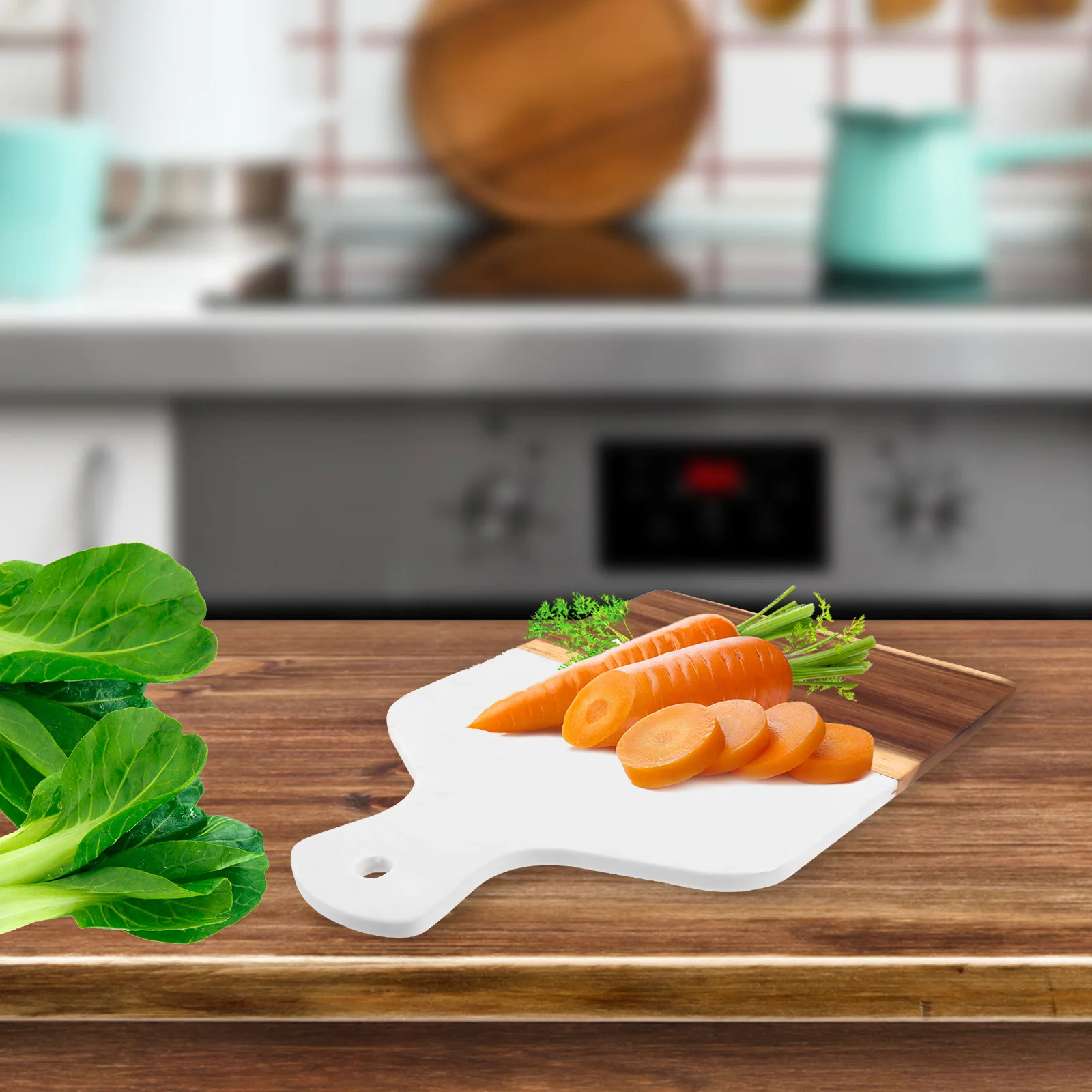 

Natural Wooden Cutting Board Multi-Functional Wall-Mountable Kitchen Serving Tray Meal Prep Board For Fruit Vegetable Meat Pizza