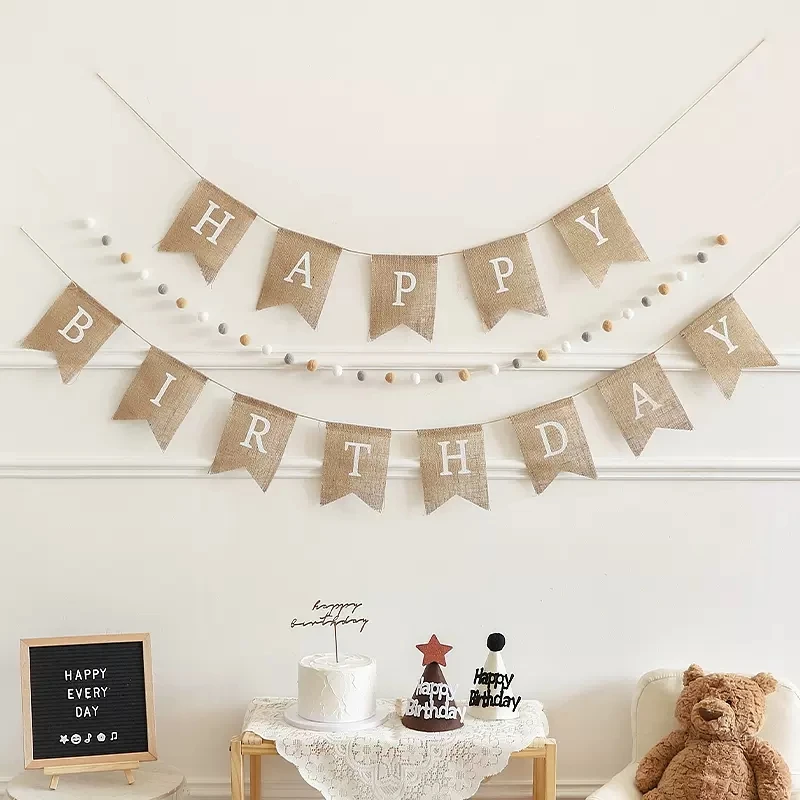 Ins Coffee Number Birthday Party Banner Set sfondo Decora Baby First Shower Garland Set anniversario