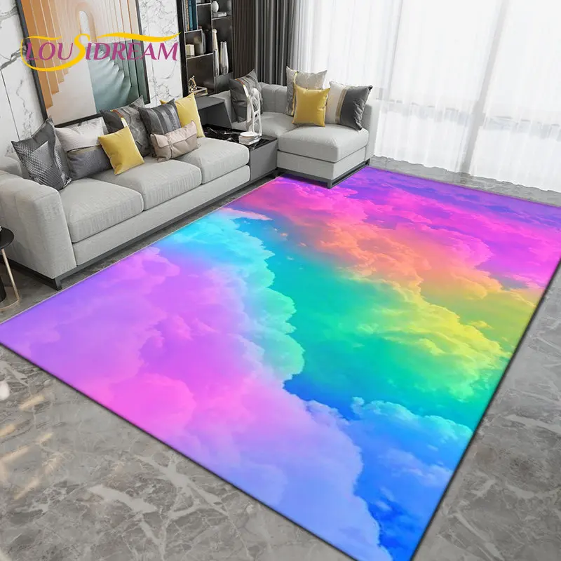 Rainbow Chromatic Colour Illusion Area Rug Large,Carpet Rug for Living Room Bedroom Sofa Doormat Decoration,Non-slip Floor Mat