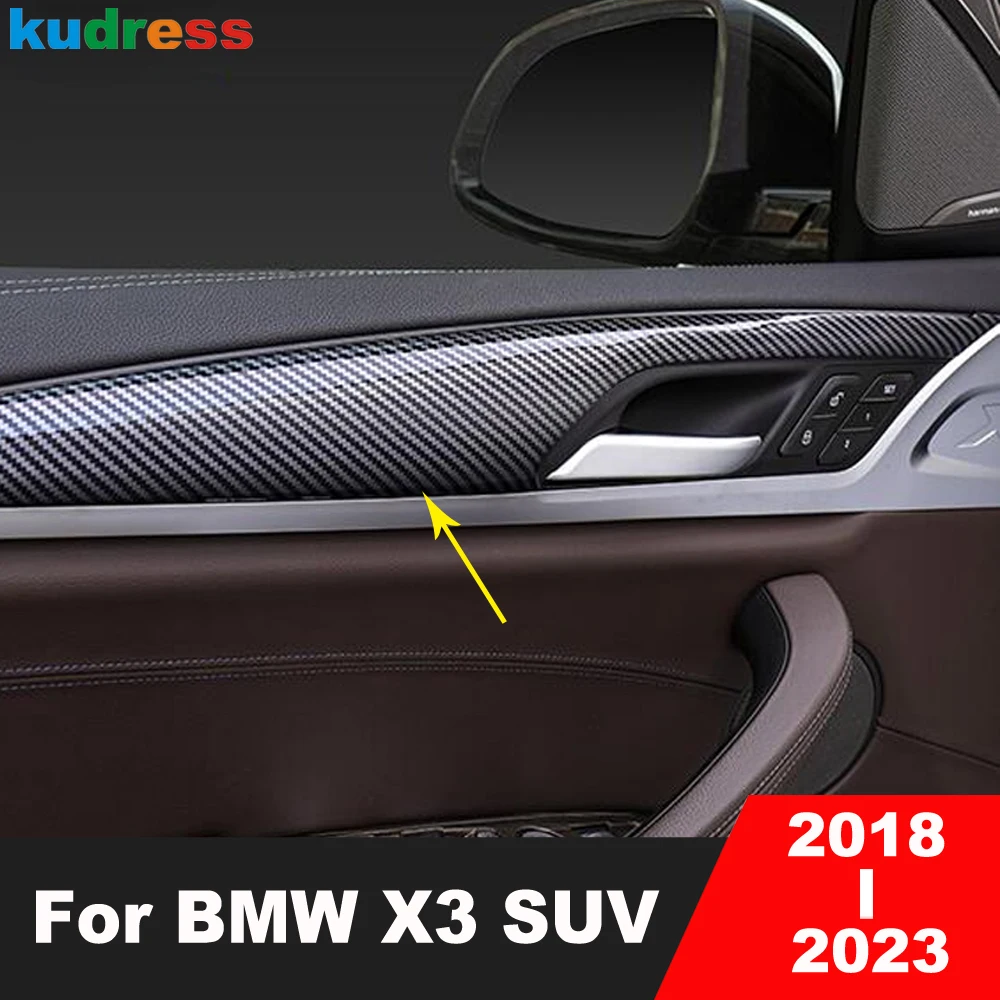 

Автомобильный внутренний подлокотник двери, ручка, панель, накладка для BMW X3 SUV 2018-2020 2021 2022 2023, аксессуары для интерьера из углеродного волокна