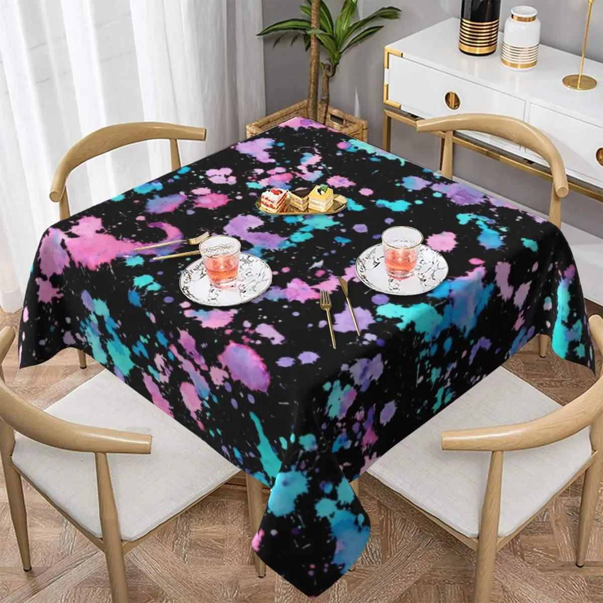 Tablecloth Colourful Paint Splatter Table Cloth Splash Fashion Tablecloths Outdoor Table Cover Christmas Party Table Decoration