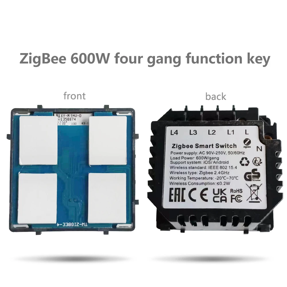 Bingoelec Smart Zigbee 1/2/3/4Gang Wall Touch Switches Without Panel Tuya Smart Life Alexa App Control DIY Part Need Neutral