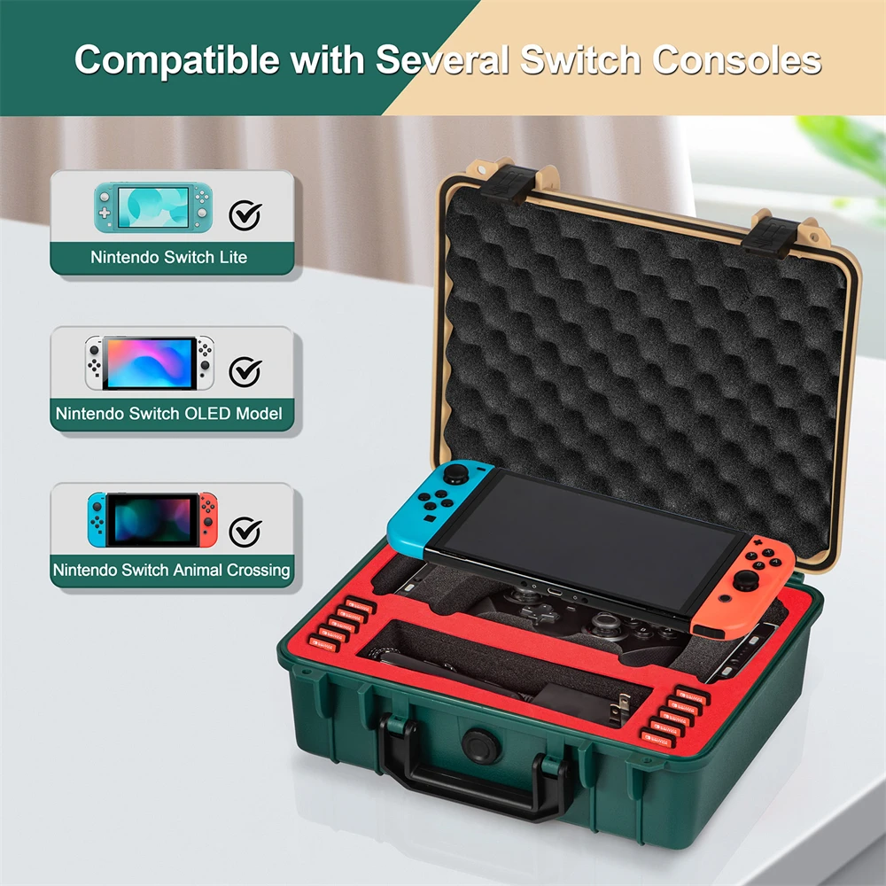 Caja de almacenamiento de Gamepad impermeable de doble Color, estuche de transporte portátil para viaje al aire libre para Switch Lite/ OLED