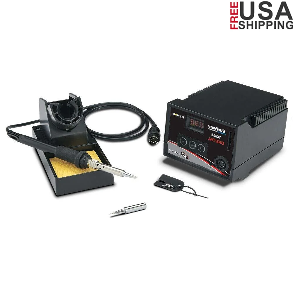 Digital Soldering Station LED Display Ceramic Heating Element 110V 60W Iron Holder Sponge Tip Tray Key Lock Security Keys