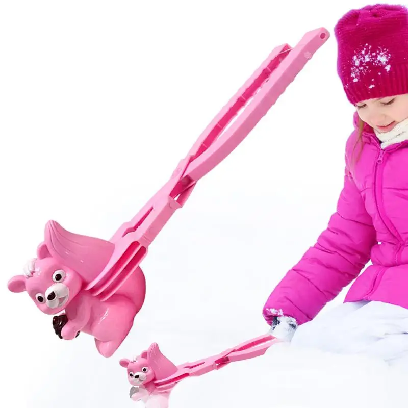 Snow Toy Maker 2pcs Snow Ball Clip Tools Rabbit Squirrel Shape Long Handle Winter Outdoor Toy For Girls Boys Kids Children