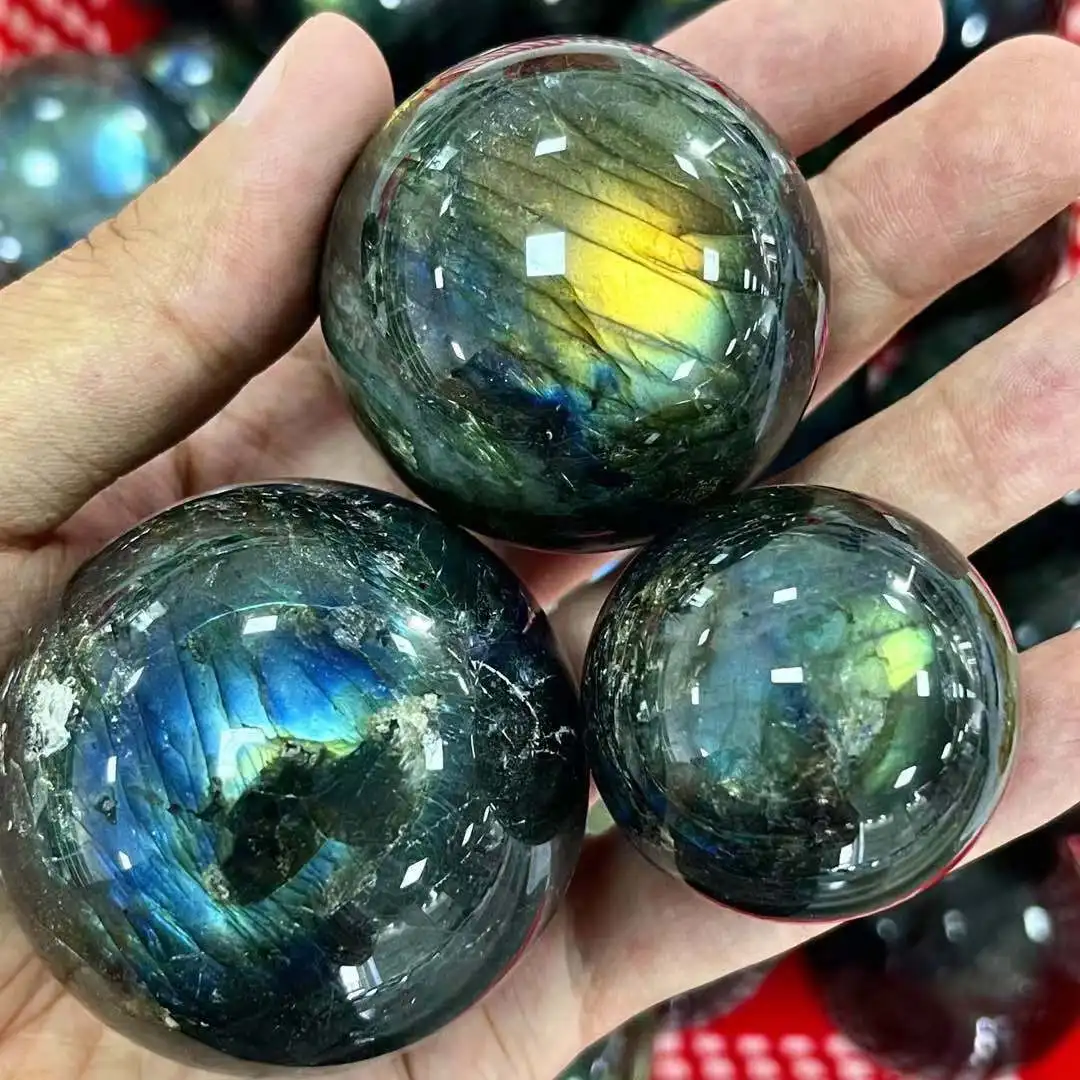 

NATURAL LABRADORITE BALL REIKI HEALING ROOM DECORATION，NATURAL STONE BALL HOME DECORATED HIGH QUALITY STONES SPHERE