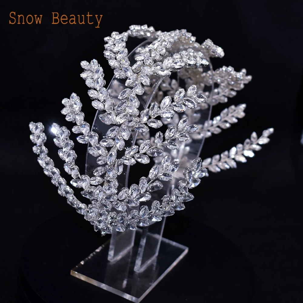 

A505 Silver Rhinestone Bridal Tiara Crown Luxury Wedding Hair Accessories Headpieces Head Jewelry Handmade Hair Band for Women