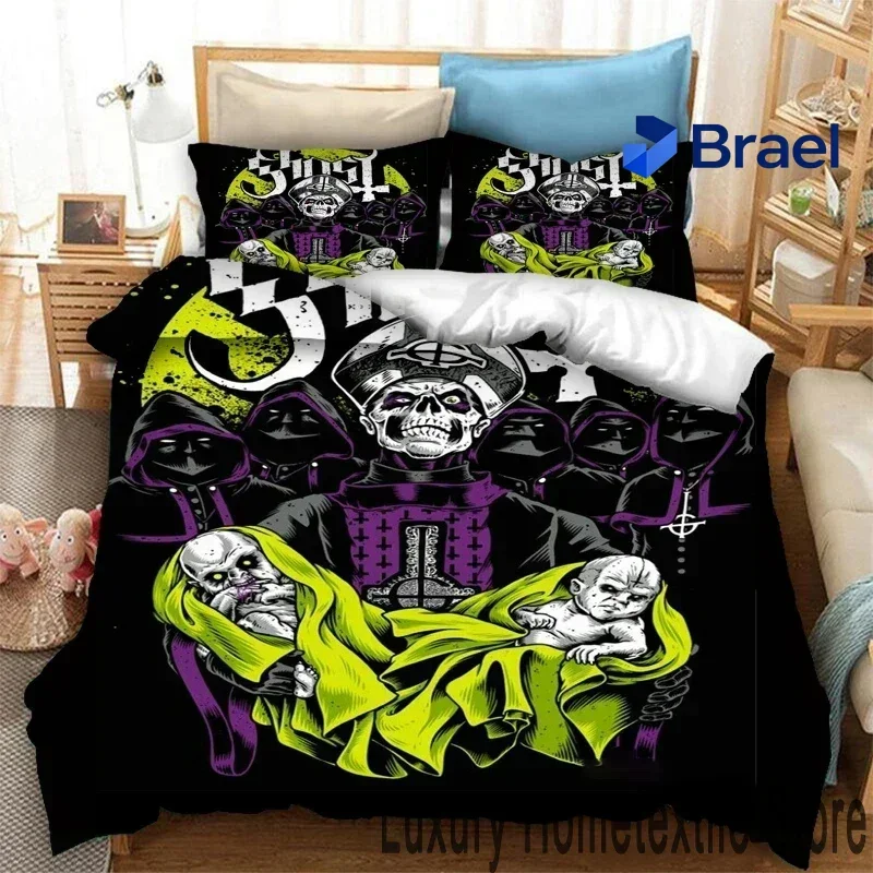 Exquisite 3D Print Ghost Band Bedding Set,Duvet Cover Comforter Bed Set Quilt Cover Pillowcase,King Queen Twin Size Boys Girls A