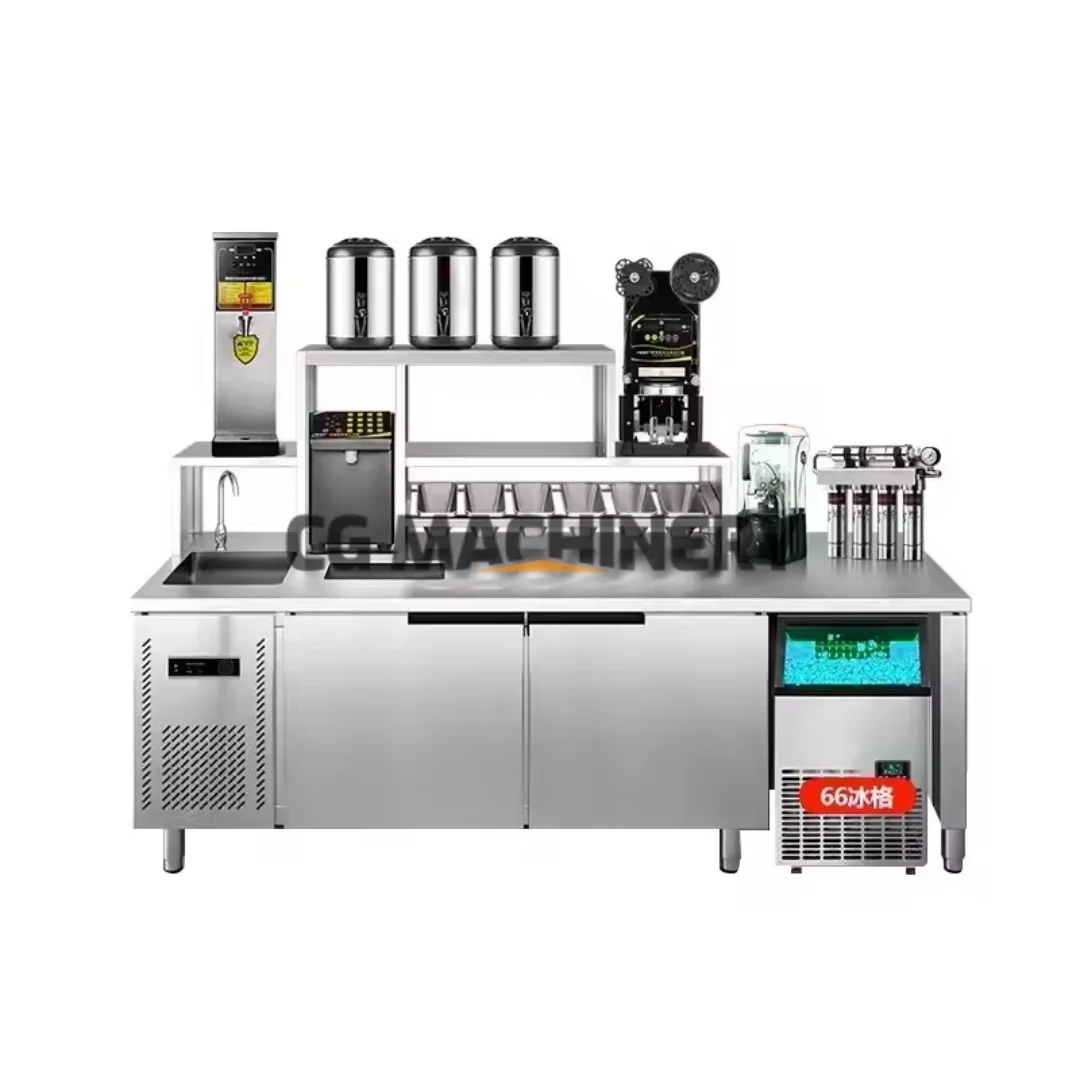 

Customizable Stainless Steel Bubble Tea Station Single-Temperature Freezer Chiller Countertop with Topping Container