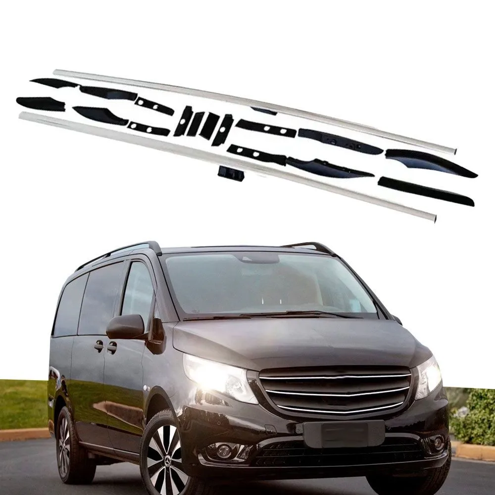 2PCS Roof Rack Rails Fits For Mercedes Benz Metris w447 2016-2023 Silver Aluminium Crossbar Luggage Canoe Bars  Carrier Black