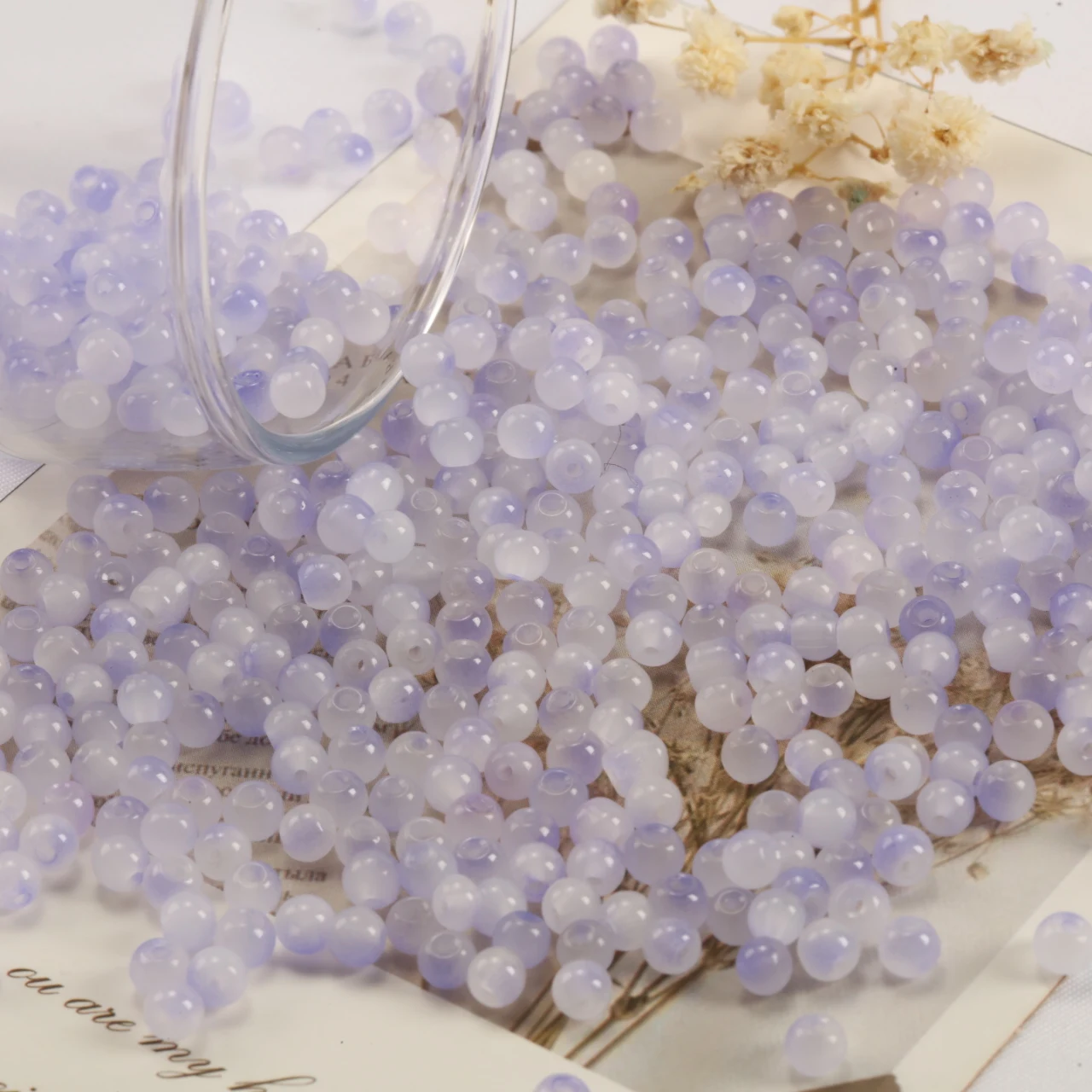 Round Glass Beads 4mm Gradient Lavender Purple Two Tone Loose Beads 200-1600 pcs Bulk Pack DIY Handmade Jewelry Craft Materials