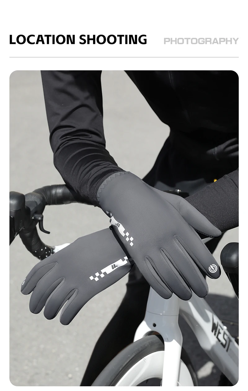 WEST BIKING Winter-Fahrradhandschuhe, Fleece-gefüttert, Touchscreen-fähig, rutschfest, winddicht, für Straßen- und Mountainbikes, für Männer und Frauen, warme Griffhandschuhe – Detail 13