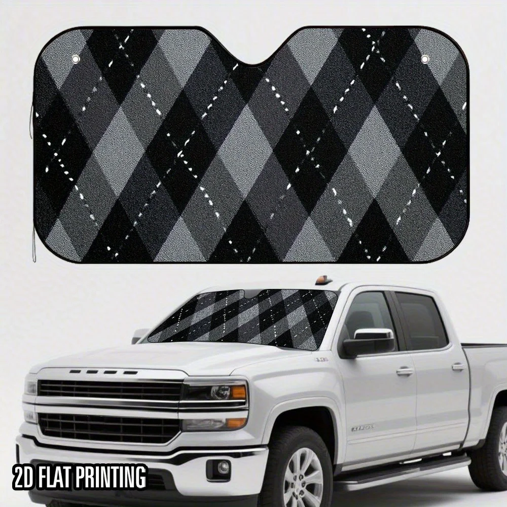 One Piece Of A Two-Dimensional Flat Geometric Design Sunshade For Cars, Includes Four Complimentary Suction Cups – Collapsible A