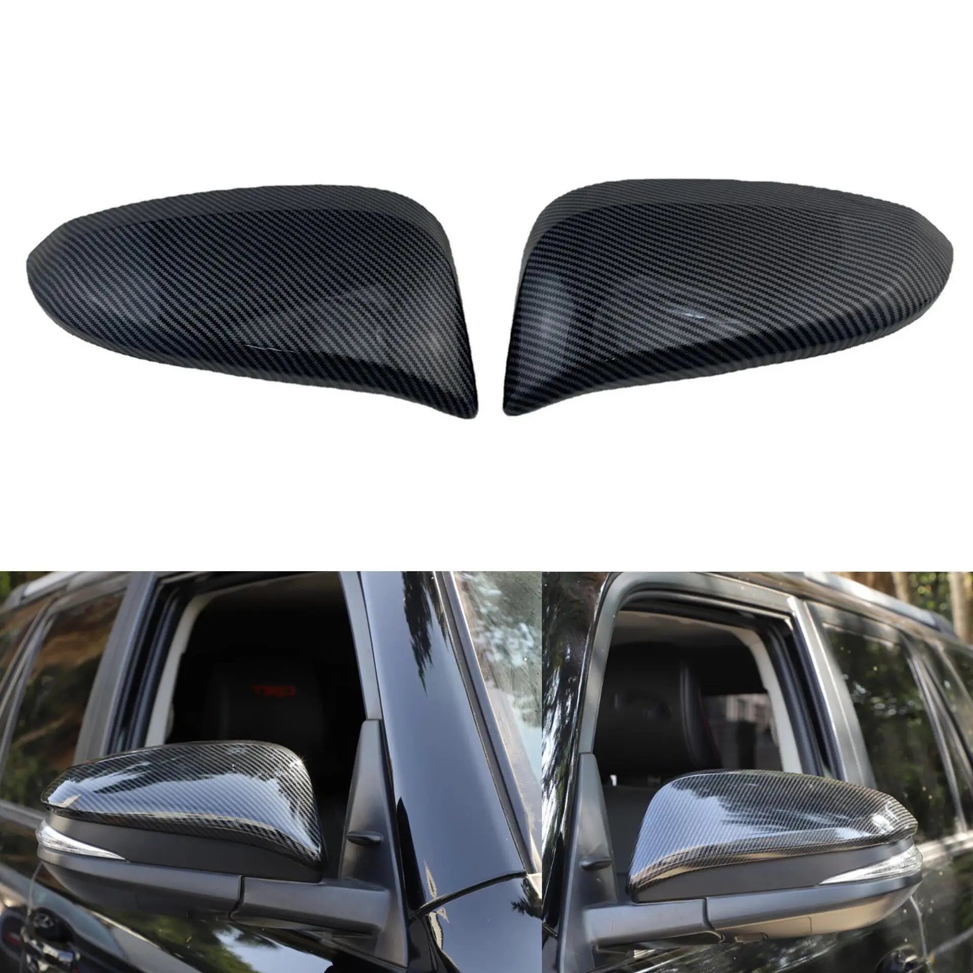 Car Rearview Side Mirror Cover Trim For Toyota Hilux Revo 2015 2016 2017 2018 2019 2020 2021 2022  Carbon Fiber ABS