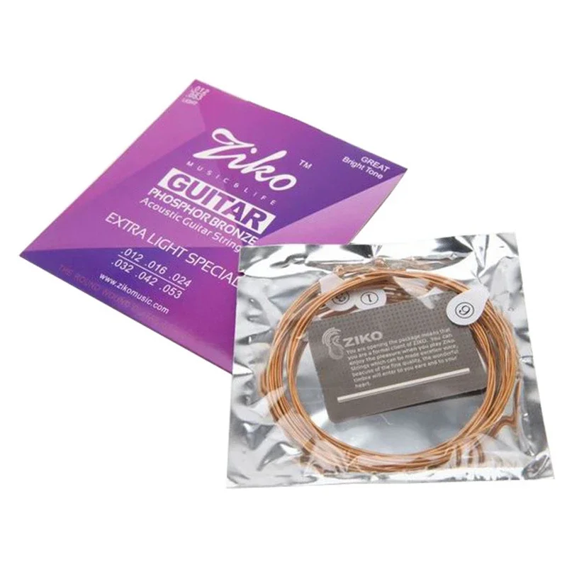 

ZIKO DP Series Acoustic Guitar Strings (010/011/012), Phosphor Bronze Wound Hex Steel Core Folk Guitar Parts
