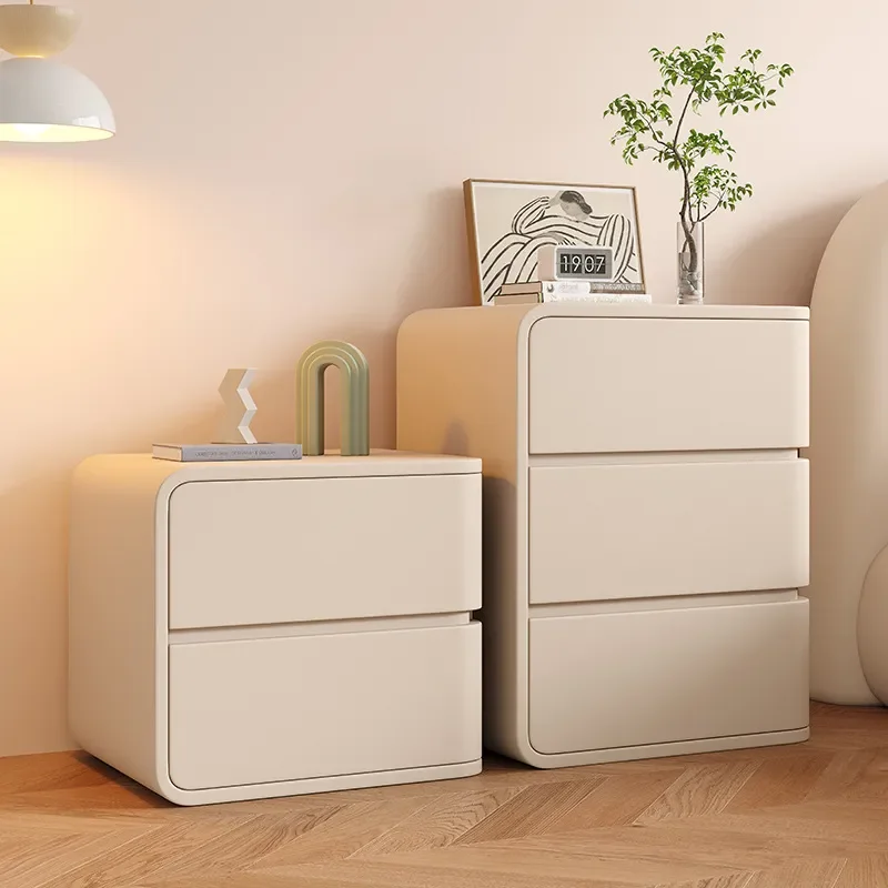 for Cream Wind Bedside Table Simple Modern Small Light Luxury High Sense Minimalist with Lock Household Bedroom Storage