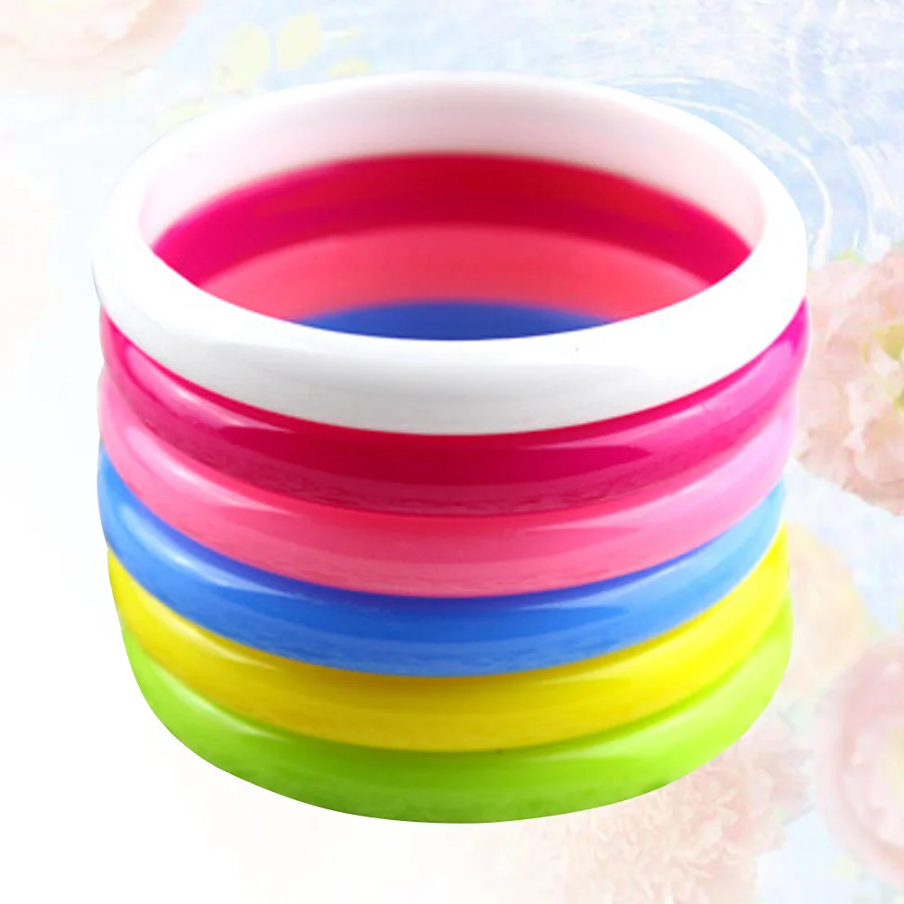 48 Pcs Candy Color Plastic Bangle Bracelets Kids Party Favor Fashion Jewelry Set for Girls Boys Adults Safe Beauty Toys