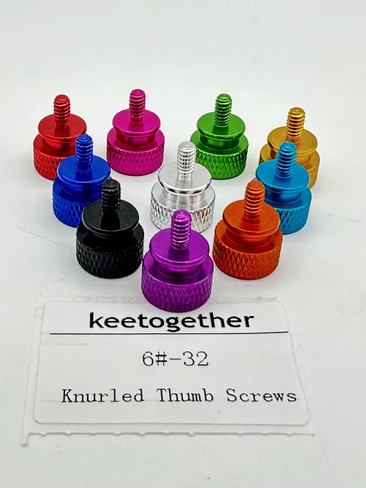 10pcs 6#-32/M3.5 Colourful Computer Case Side Panel Hard Disk Hand-tighten Screw Aluminum Knurled Step Thumb Screws Anodized