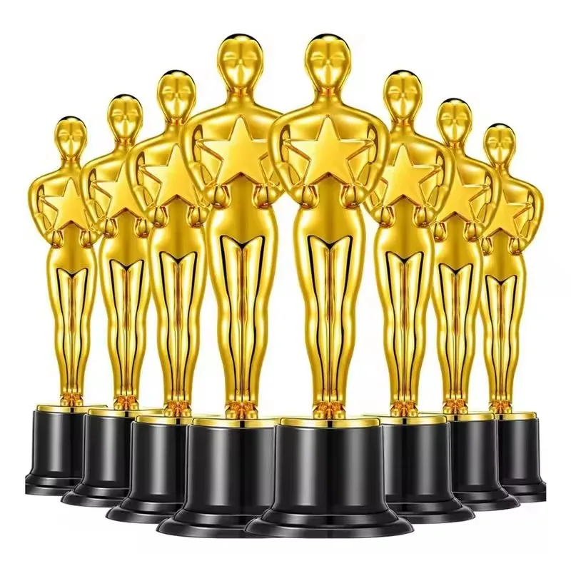 6 trophées en plastique en forme d'étoile à cinq branches, petits trophées dorés, récompenses pour jeux, cadeaux commémoratifs, célébrations, fêtes