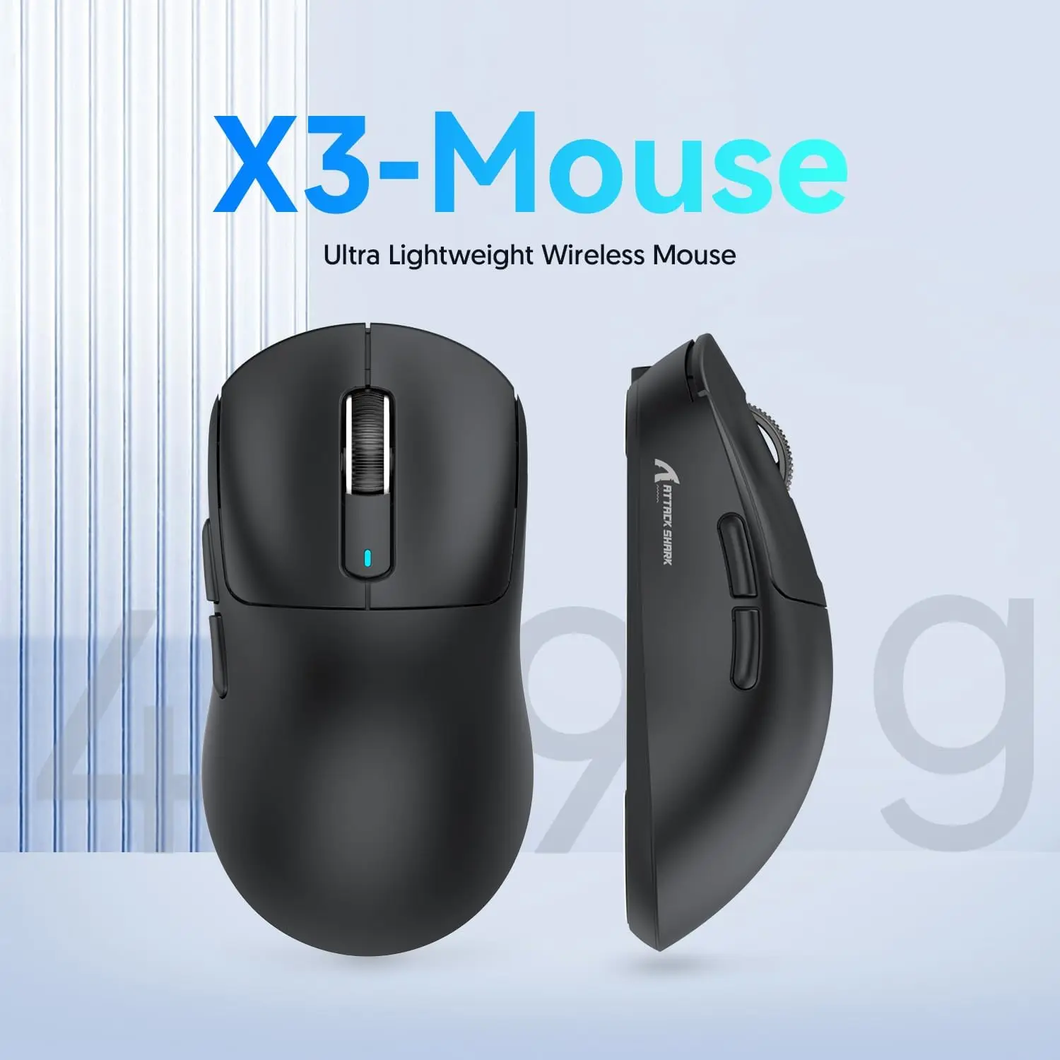 ATTACK SHARK X3 Tri-Mode-Gaming-Maus, PixArt PAW3395-Sensor, 26K DPI, 49g Ultralight, BT/2,4G Wireless/Wired, für PC-Gamer