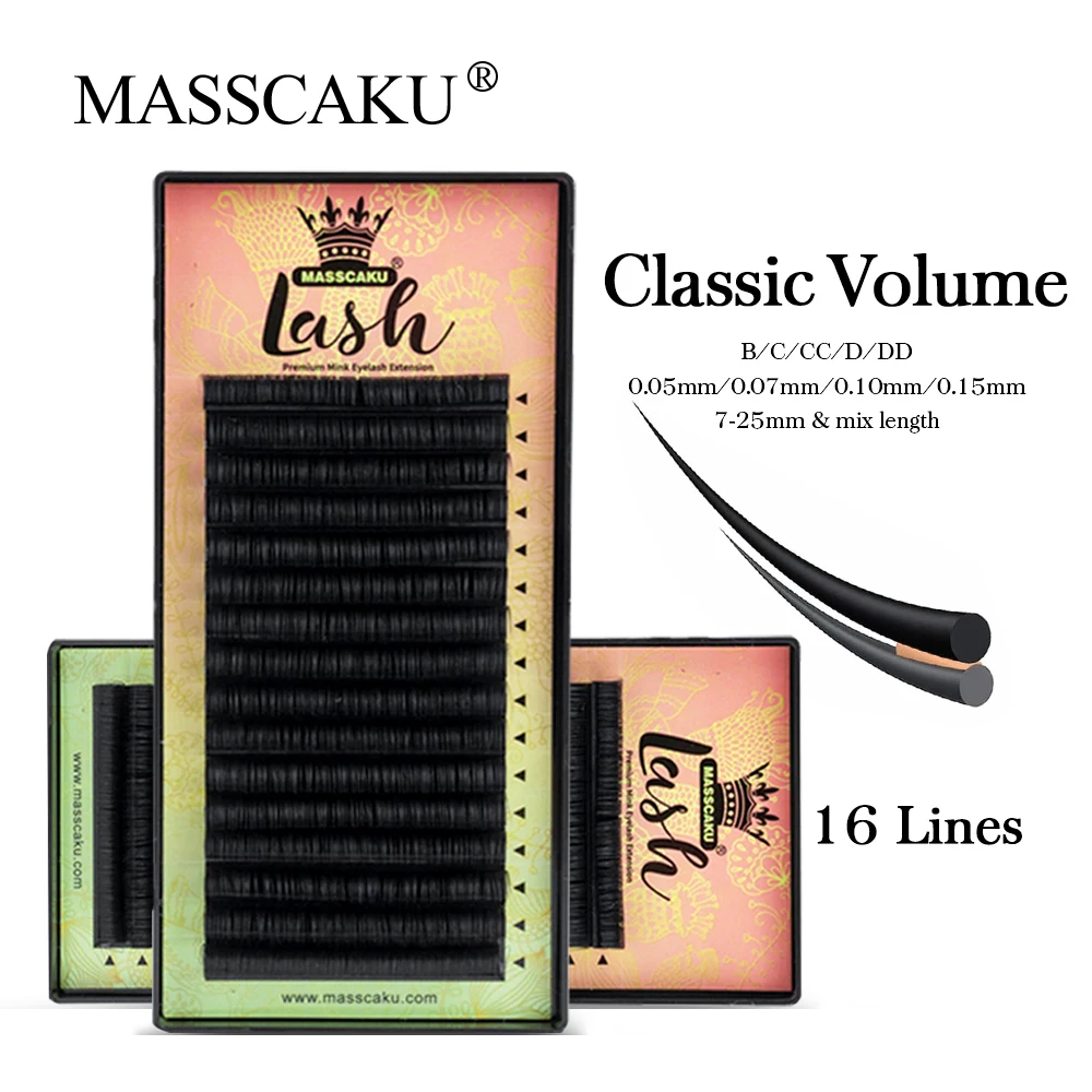 

Wholesale Individual Lash Extensions High Quality 16 Rows Classic Volume Eyelash 0.05-0.15mm 8-15mm Mixed Length Cashmere Lashes