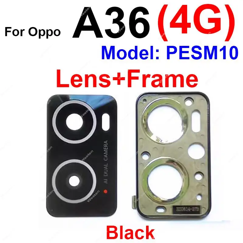 Rear Camera Glass Lens Cover For OPPO A36 A32 A35 A52 A53 A55 A54S A15 A16 4G 5G Back Camera Lens and Frame Holder Repalcement