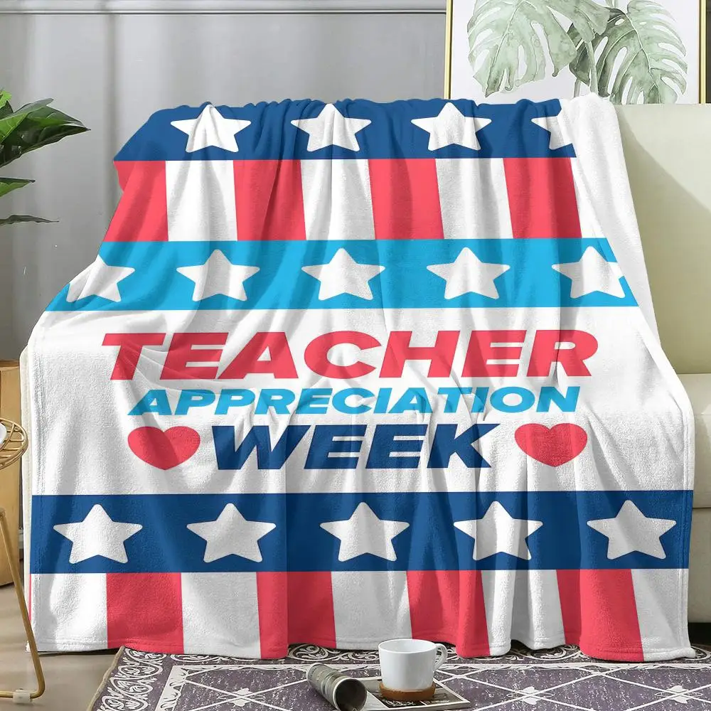

American Teachers' Day Throw Soft Flannel AC Blanket Lightweight Summer Nap Throw Cozy Blanket for Sofa Bed Travel Home