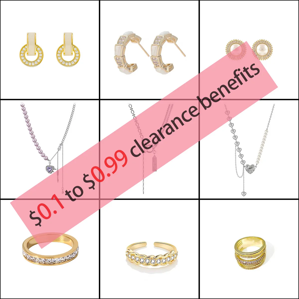 $0.1 To $0.99 Clearance Benefits Promotion Limited Edition Exquisite Jewelry, Earrings, Necklaces, Rings, Accessories For Women