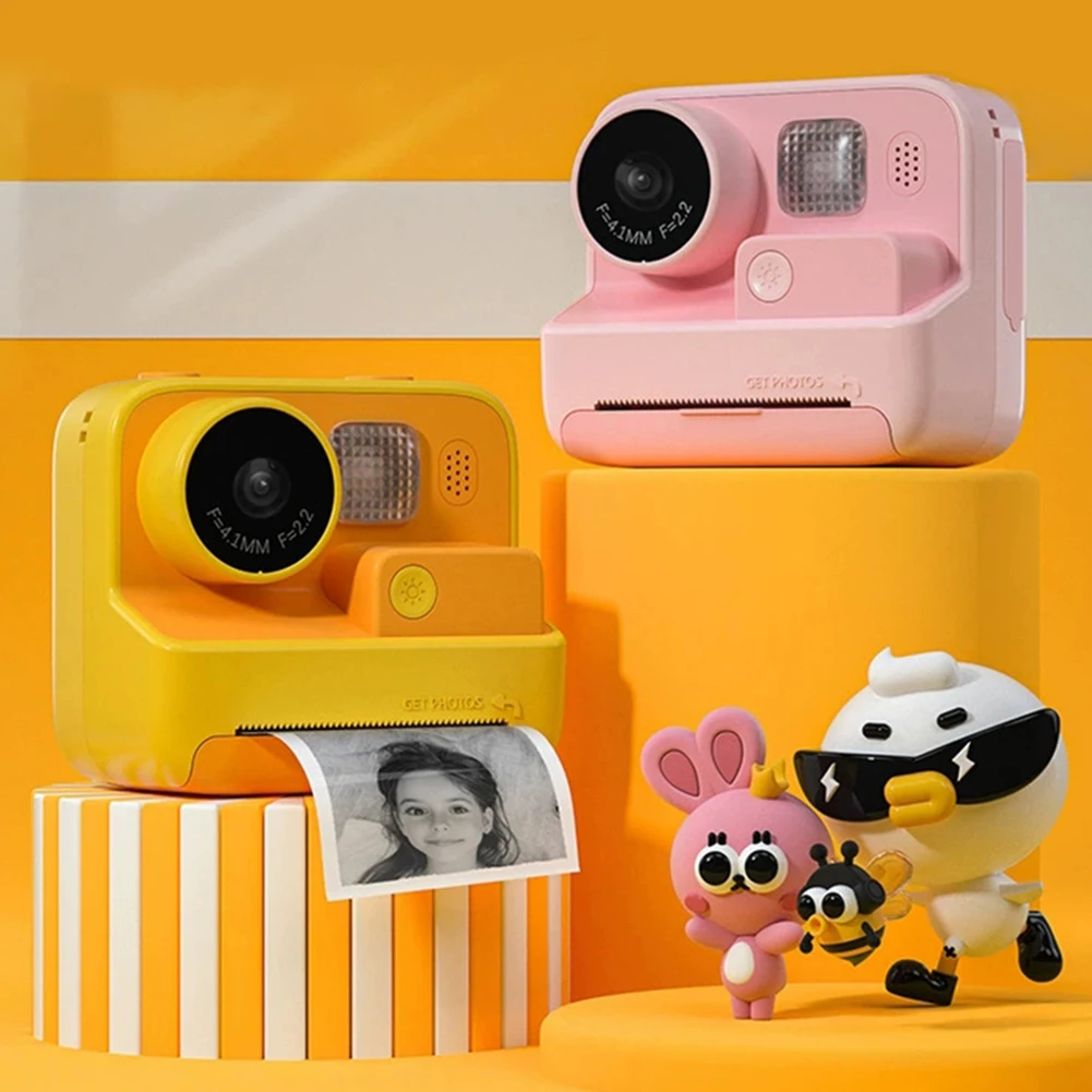 Kids Camera Instant Print 2.0 Inch Screen Mini Digital Camera Thermal Paper Instant Photo Printing Camera Children Birthday Gift