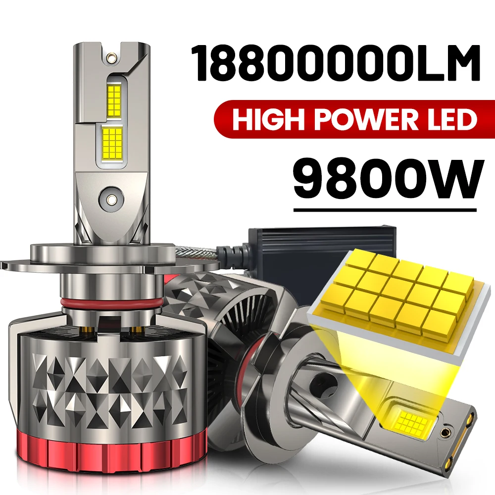 18800000LM H7 H11 H4 CANBUS LED Headlight 9800W Super Bright H8 H9 9005 HB3 9006 HB4 9012 Car LED Light Bulb 6000K 12V 24V