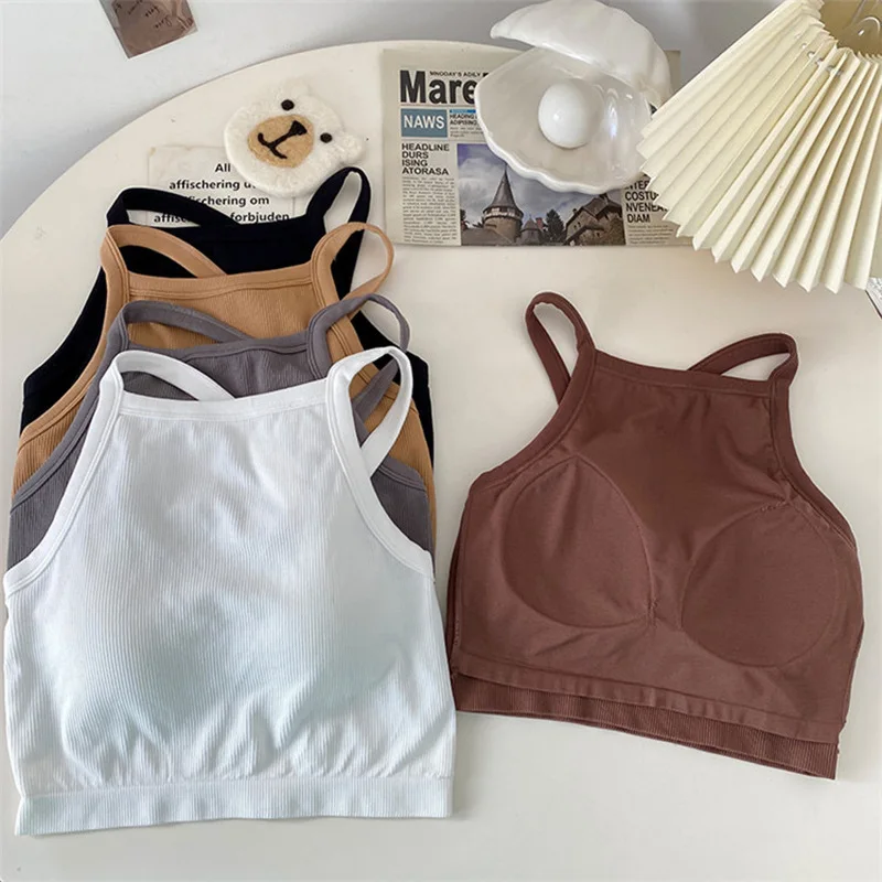 Dames Katoenen Ondergoed Tube Tops Sexy Effen Kleur Top Mode Push-Up Bh Vrouw Outdoor Korte Tank Up Vrouwelijke Lingerie