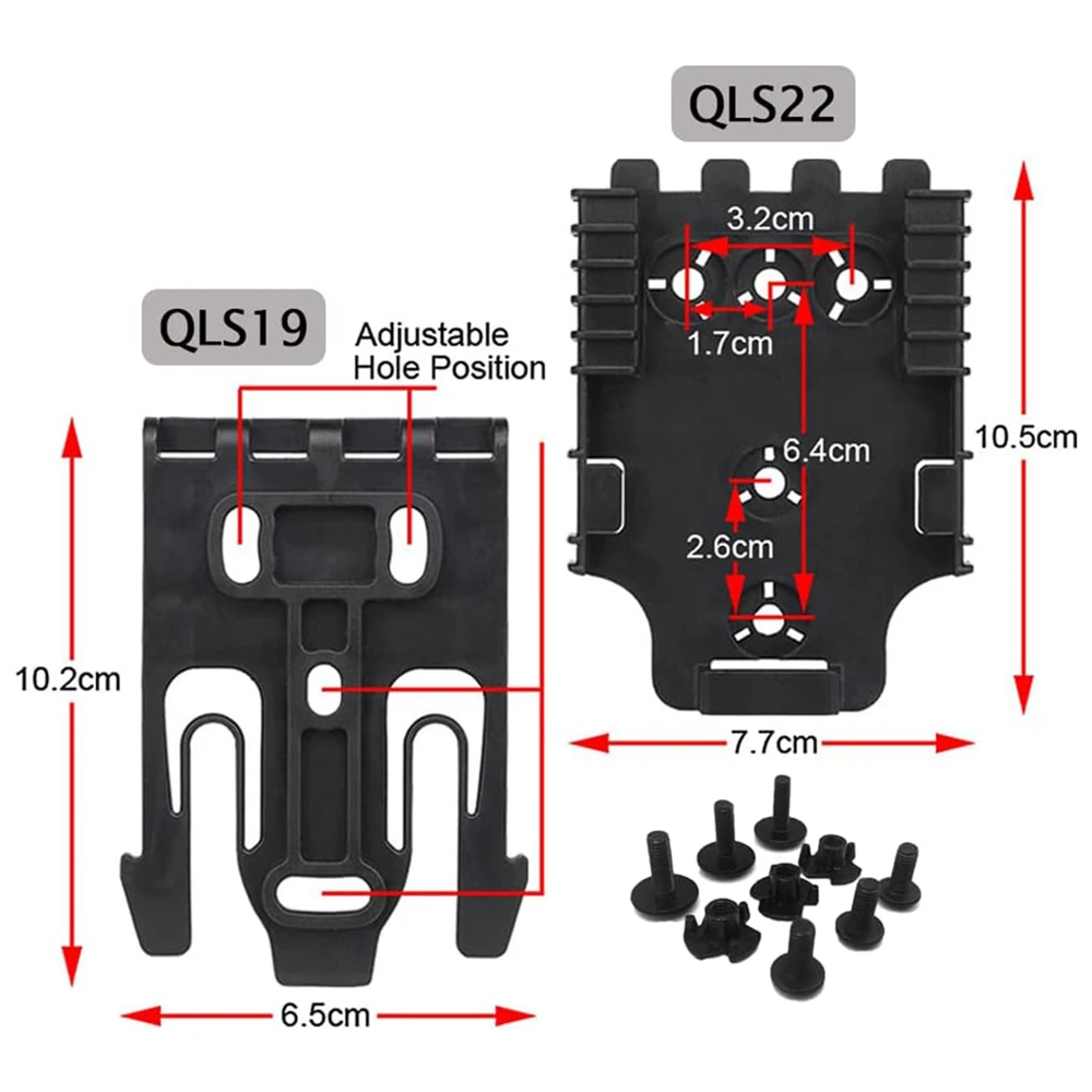 Kit QLS táctico para funda de pistola, accesorios, adaptador de funda de pistola, Kit de sistema de bloqueo rápido con polímero QLS 19 y 22, 2 uds.